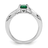 14k White Gold Oval Emerald and Diamond Ring